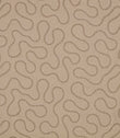 Orient Quaker embroidered fabric featuring a continuous flowing abstract pattern in tonal beige and taupe on a natural woven background.