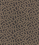 Orient Rockport fabric featuring intricate beige embroidered wavy lines on a deep charcoal background, creating a bold contemporary geometric design.
