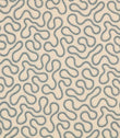 Orient Saltwater embroidered fabric with a repeating abstract squiggle pattern in muted blue on a soft cream woven background.