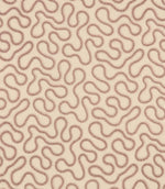 Orient Shell fabric featuring delicate dusty pink embroidered wavy lines on a warm ivory background with a subtle woven texture.