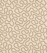 Orient Willow embroidered fabric with a flowing abstract pattern in soft olive green on a natural cream woven background.