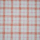 Painswick Check Russett fabric featuring a classic woven check pattern with warm russet orange and soft pink intersecting stripes on a natural cream background, creating a traditional country-inspired design.