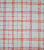 Painswick Check Russett fabric featuring a classic woven check pattern with warm russet orange and soft pink intersecting stripes on a natural cream background, creating a traditional country-inspired design.
