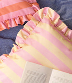 Palm Royale Stripe Ruffle Pink / Yellow Outdoor Cushion