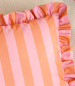Palm Royale Stripe Ruffle Pink / Orange Outdoor Cushion