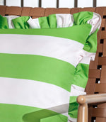 Palm Royale Stripe Ruffle Green Outdoor Cushion