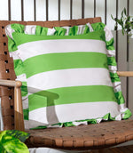 Palm Royale Stripe Ruffle Green Outdoor Cushion