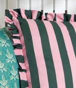Palm Royale Stripe Ruffle Pink / Green Outdoor Cushion