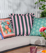 Palm Royale Stripe Ruffle Pink / Green Outdoor Cushion