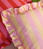 Palm Royale Stripe Ruffle Pink / Yellow Outdoor Cushion