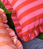Palm Royale Stripe Ruffle Pink / Red Outdoor Cushion