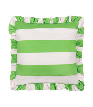 Palm Royale Stripe Ruffle Green Outdoor Cushion