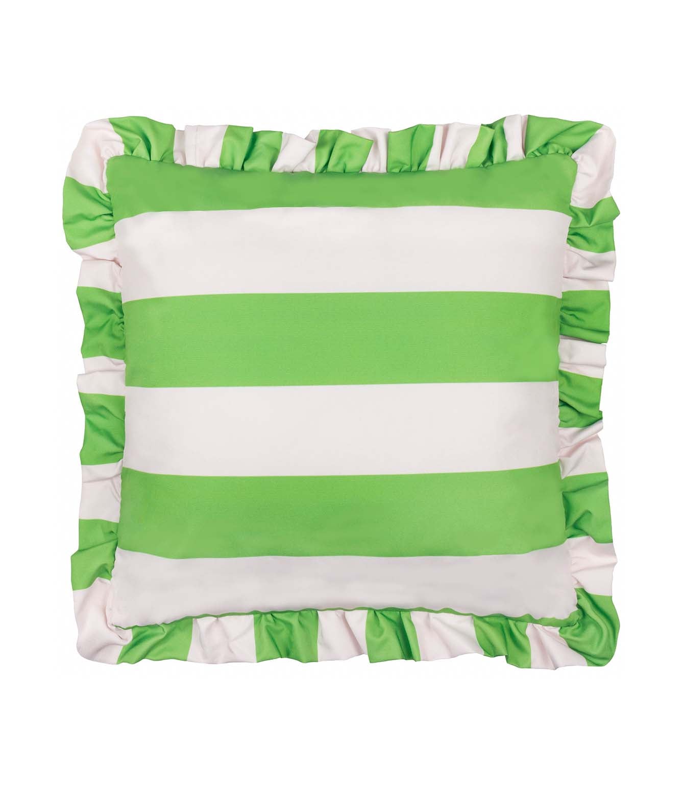 Palm Royale Stripe Ruffle Green Outdoor Cushion