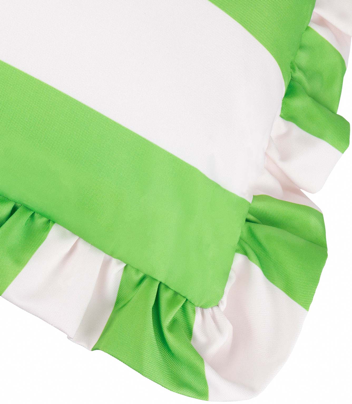 Palm Royale Stripe Ruffle Green Outdoor Cushion