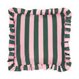 Palm Royale Stripe Ruffle Pink / Green Outdoor Cushion