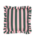 Palm Royale Stripe Ruffle Pink / Green Outdoor Cushion