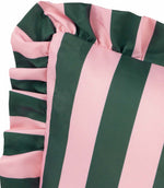 Palm Royale Stripe Ruffle Pink / Green Outdoor Cushion