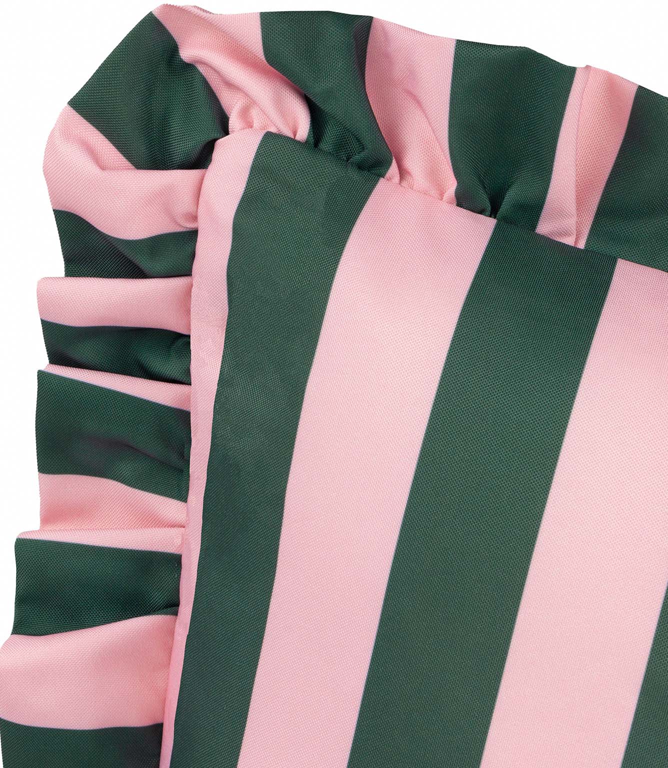 Palm Royale Stripe Ruffle Pink / Green Outdoor Cushion