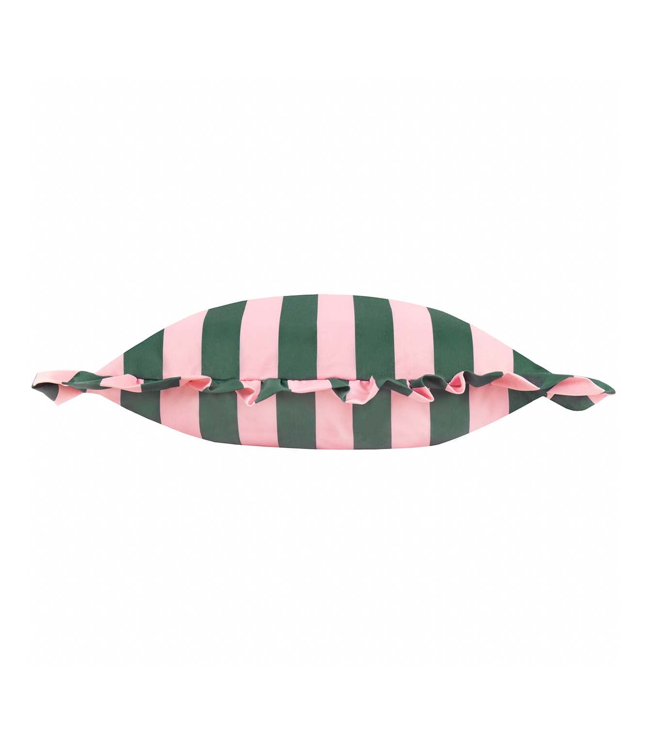 Palm Royale Stripe Ruffle Pink / Green Outdoor Cushion