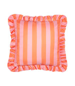Palm Royale Stripe Ruffle Pink / Orange Outdoor Cushion