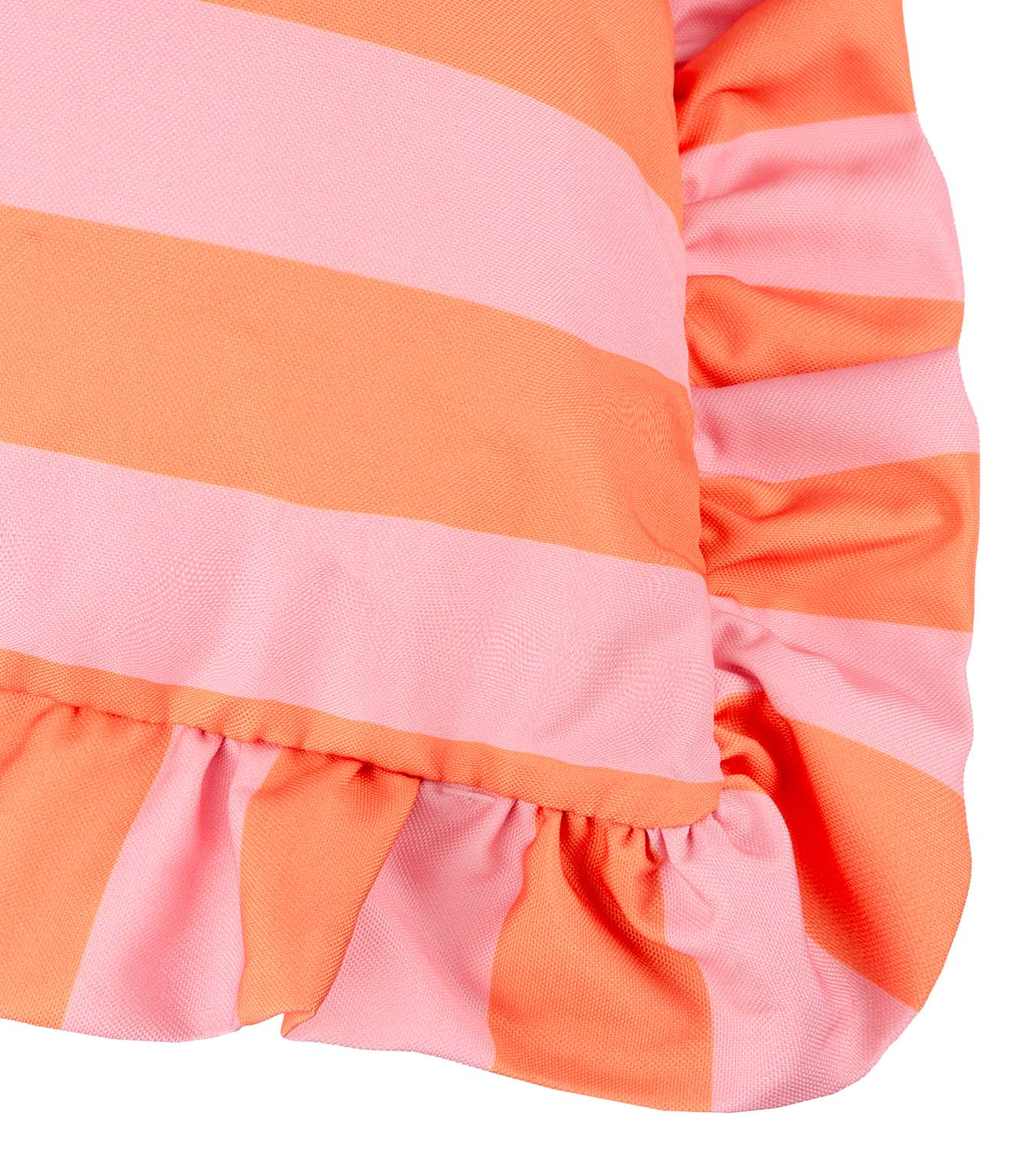 Palm Royale Stripe Ruffle Pink / Orange Outdoor Cushion