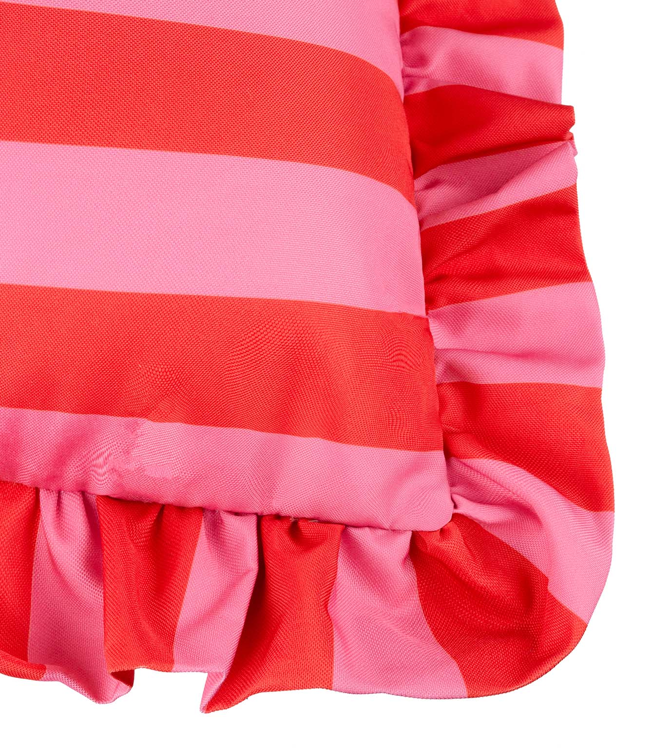 Palm Royale Stripe Ruffle Pink / Red Outdoor Cushion