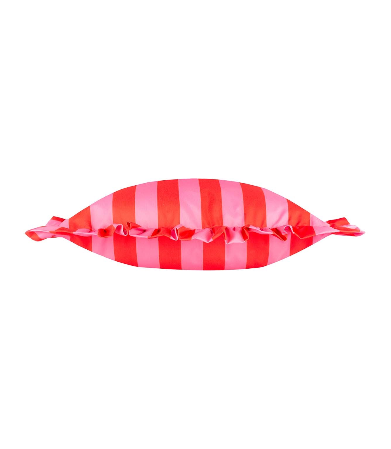 Palm Royale Stripe Ruffle Pink / Red Outdoor Cushion
