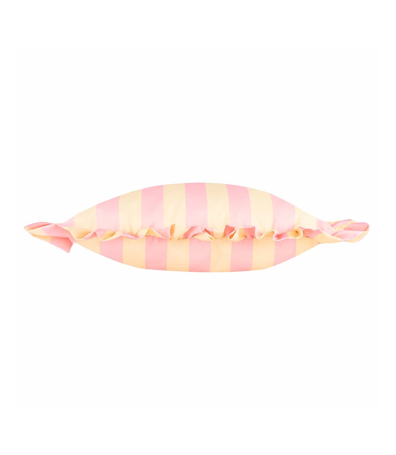 Palm Royale Stripe Ruffle Pink / Yellow Outdoor Cushion