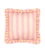 Palm Royale Stripe Ruffle Pink / Yellow Outdoor Cushion