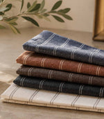 Striped woven outdoor fabric in natural shades