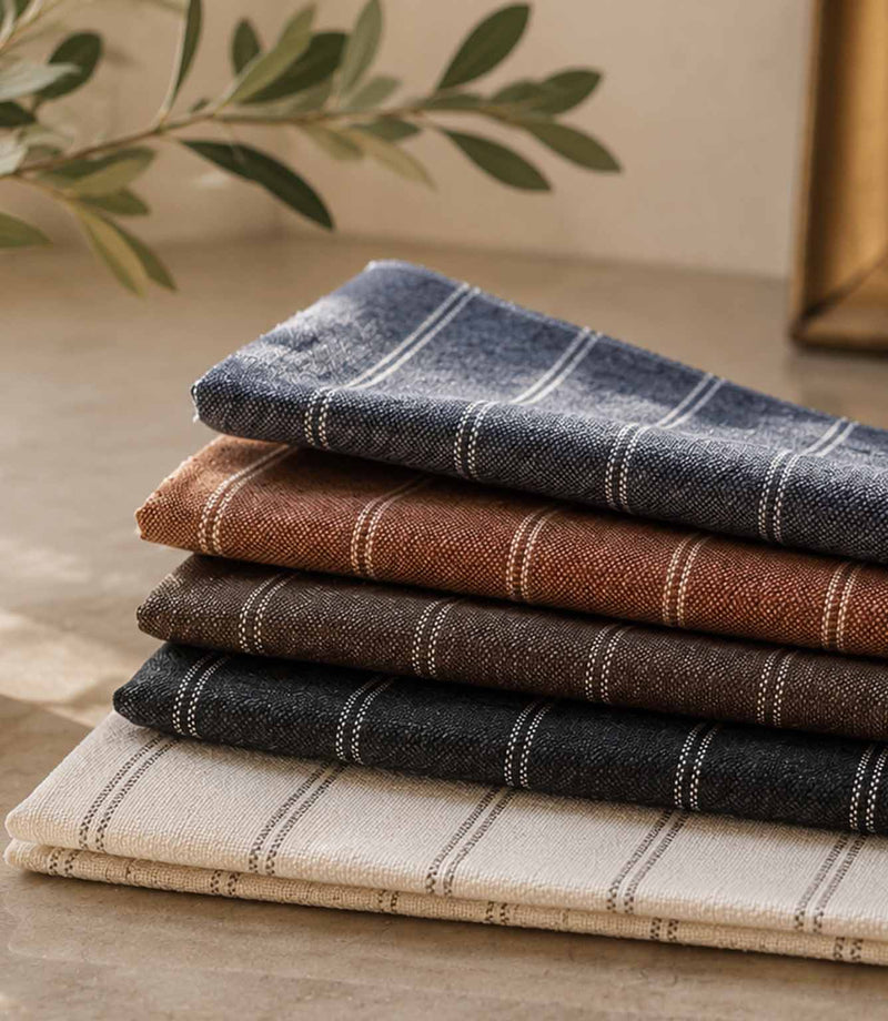 Striped woven outdoor fabric in natural shades