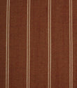 Copper brown woven striped upholstery fabric with fine cream stitched vertical lines and a textured weave finish.
