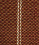 Close-up detail of copper brown textured fabric featuring narrow cream stitched stripe detailing.
