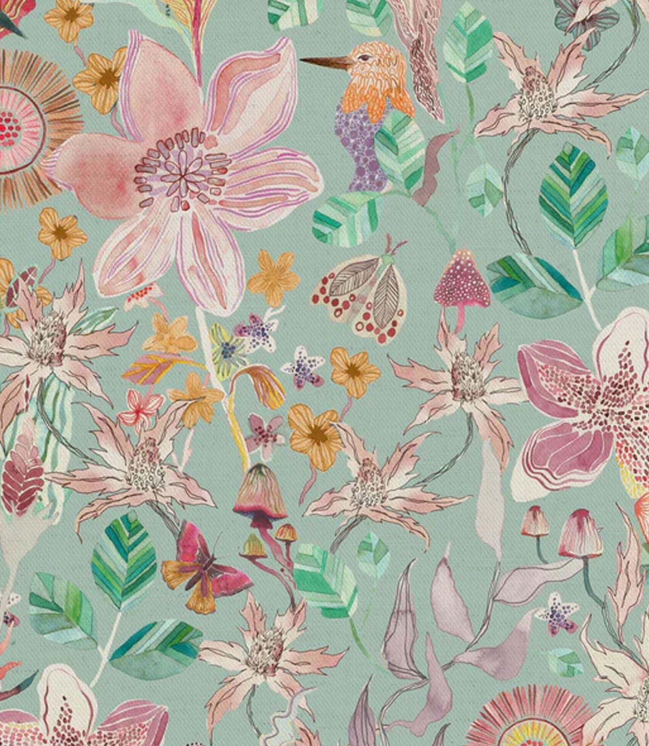 Primrose Fabric / Duck Egg