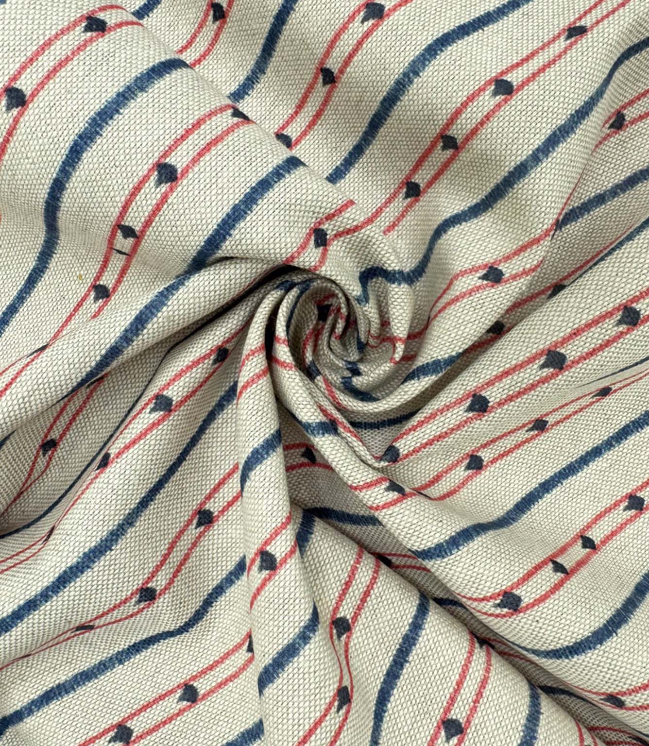 Regent Stripe Fabric / Red / Blue