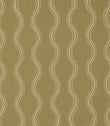 Riverhead Kelp embroidered fabric featuring flowing ivory wavy stripes with delicate scalloped detailing on a muted olive green textured background.