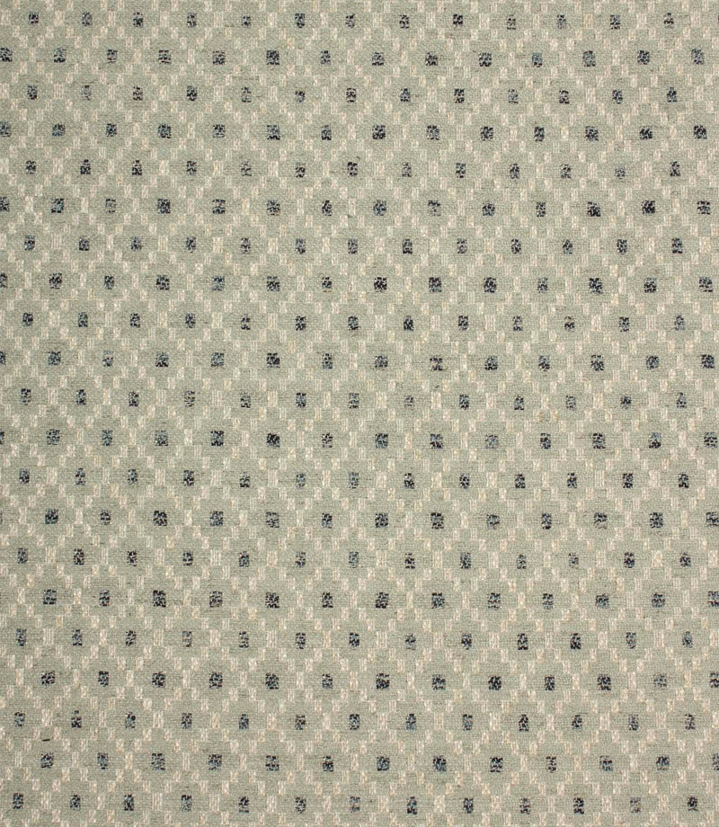 Rossini Mineral fabric featuring a woven geometric pattern in soft mineral green, cream and navy tones.