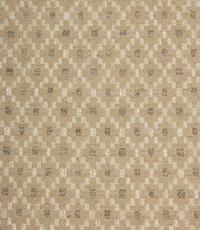 Close-up of Rossini Natural fabric showcasing the textured geometric weave and delicate woven accents.