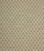 Sage green and cream woven fabric featuring a small-scale geometric pattern with soft blush pink accents in a repeating lattice design.