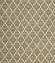 Close-up of textured upholstery fabric showcasing the intricate sage green geometric weave with cream detailing and subtle blush pink highlights.