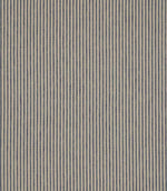 Shoreham Nautica striped fabric featuring evenly spaced vertical navy blue and natural cream ticking stripes, with a subtle woven texture and classic coastal-inspired design.