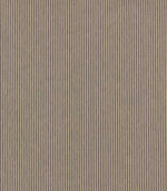 Shoreham Rockport striped fabric featuring evenly spaced vertical taupe grey and natural beige ticking stripes, with a subtle woven texture and classic, timeless design.