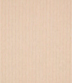 Shoreham Shell striped fabric featuring fine, evenly spaced vertical blush pink and natural cream stripes, with a subtle woven texture and classic ticking stripe design.
