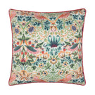 Strawberry Thief Coral / Leaf Green Piped Outdoor Cushion