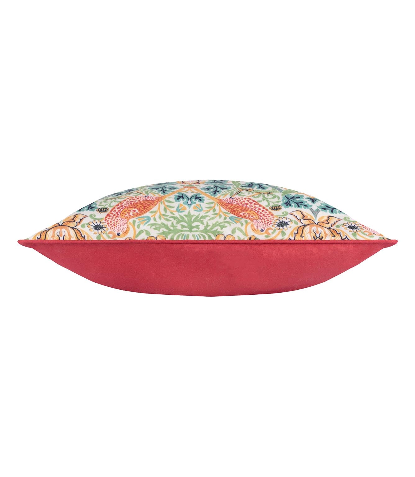 Strawberry Thief Coral / Leaf Green Piped Outdoor Cushion