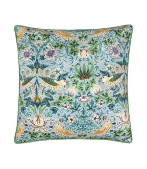 Strawberry Thief Mineral / Yellow Piped Outdoor Cushion