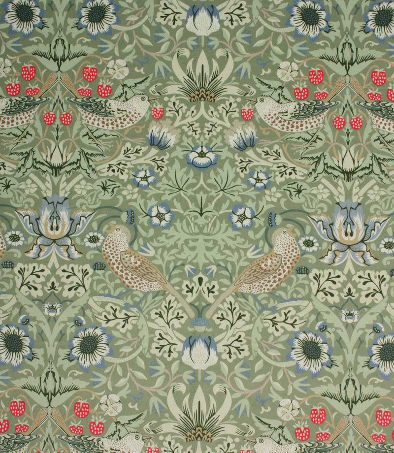 Strawberry Thief Velvet Fabric / Fern