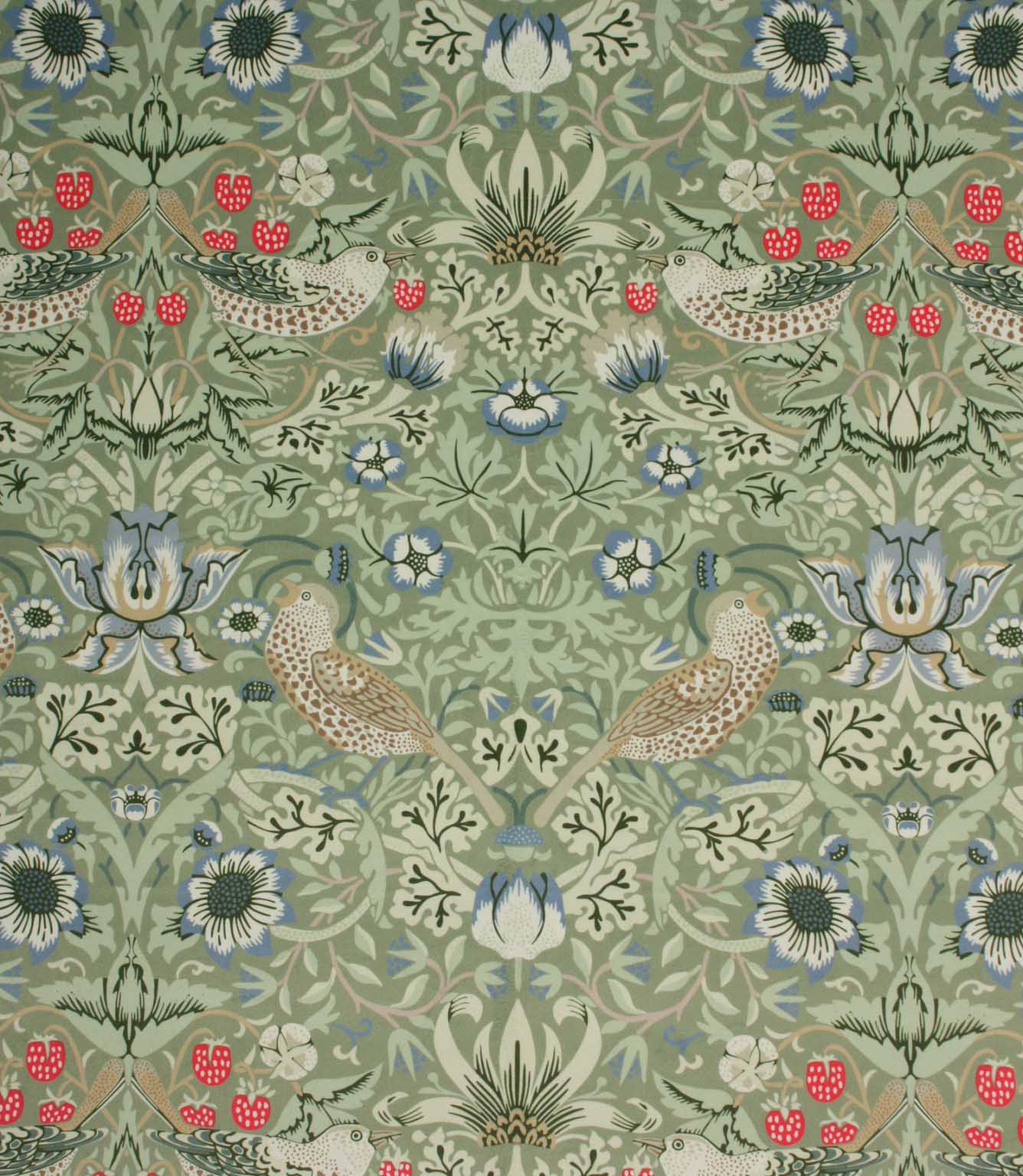 Strawberry Thief Velvet Fabric / Fern
