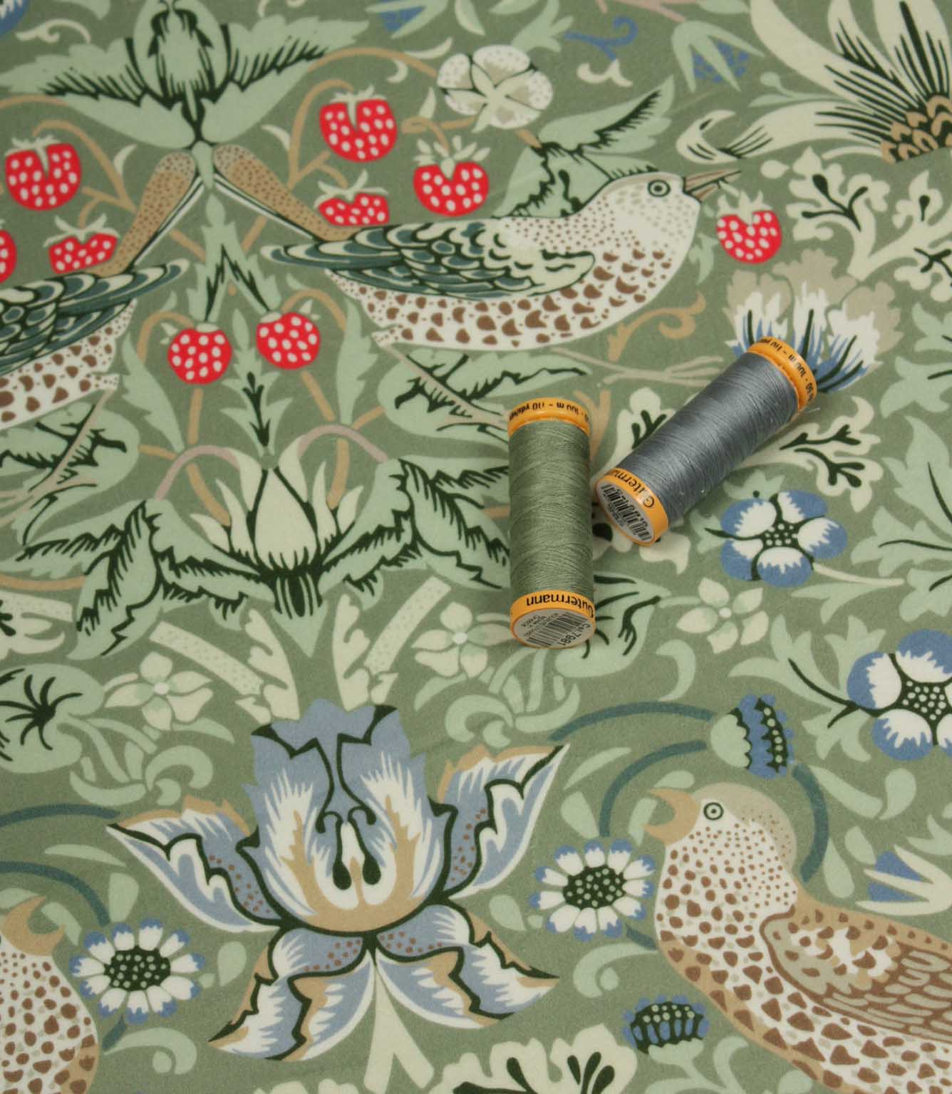 Strawberry Thief Velvet Fabric / Fern