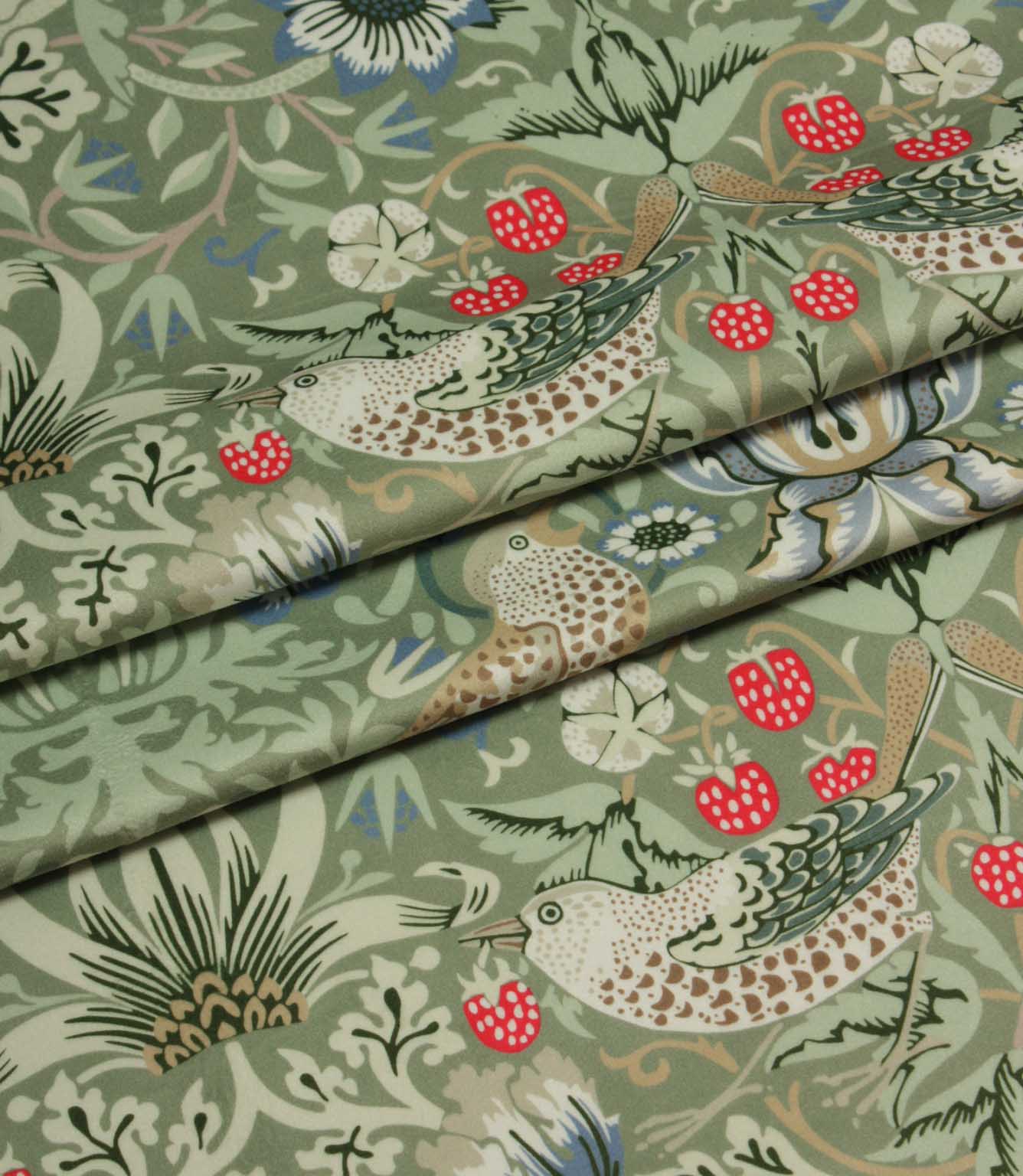 Strawberry Thief Velvet Fabric / Fern